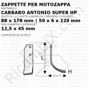 Zappette per motozappa Carraro Antonio Super HP - 20 pezzi