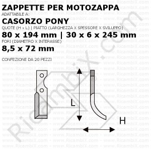 Zappette per motozappa Casorzo Pony - 20 pezzi