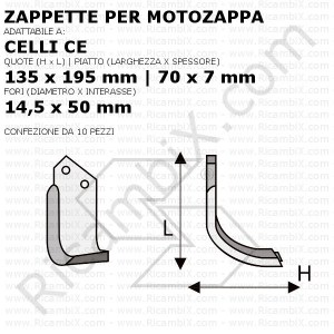 Zappette per motozappa Celli CE - 10 pezzi