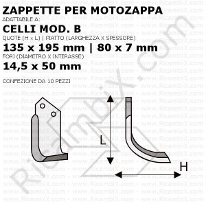 Zappette per motozappa Celli mod B - 10 pezzi