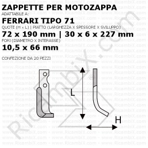 Zappette per motozappa Ferrari tipo 71 - 20 pezzi