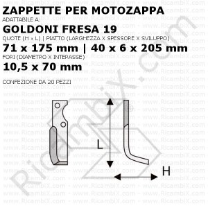 Zappette per motozappa Goldoni fresa 19 - 20 pezzi