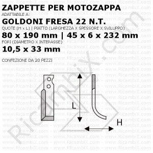 Zappette per motozappa Goldoni fresa 22 N.T. - 20 pezzi