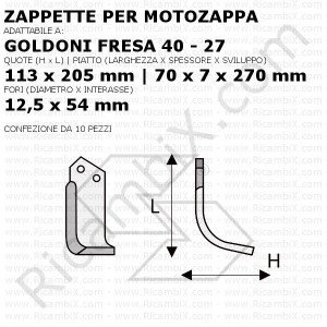 Zappette per motozappa Goldoni fresa 40 - 27 - 10 pezzi