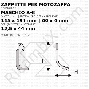 Zappette per motozappa Maschio A-E - 10 pezzi