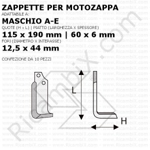 Zappette per motozappa Maschio A-E Squadro - 10 pezzi