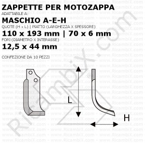 Zappette per motozappa Maschio A-E-H - 10 pezzi