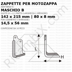 Zappette per motozappa Maschio B Squadro - 10 pezzi