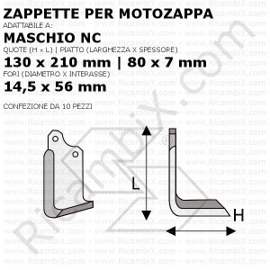 Zappette per motozappa Maschio NC Squadro - 10 pezzi