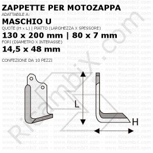 Zappette per motozappa Maschio U Squadro - 10 pezzi