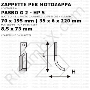 Zappette per motozappa Pasbo tipo G 2 - HP 5 - 20 pezzi