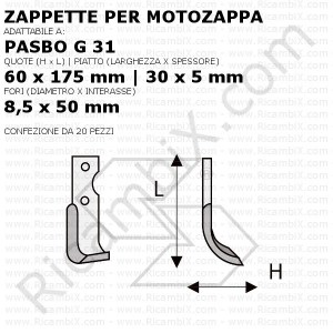 Zappette per motozappa Pasbo G 31 - 20 pezzi
