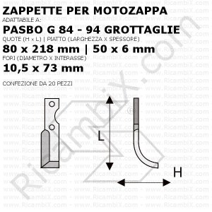 Zappette per motozappa Pasbo G 84 - 94 Grottaglie - 20 pezzi