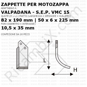 Zappette per motozappa Valpadana - S.E.P. VMC 15 - 20 pezzi